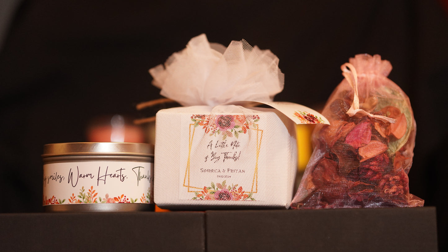 3oz Tin Candle + Potpourri Pouch - Perfect Return Gifts !