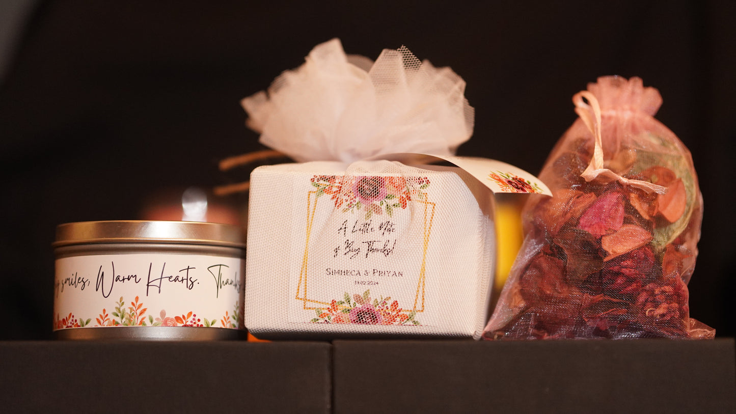 3oz Tin Candle + Potpourri Pouch - Perfect Return Gifts !