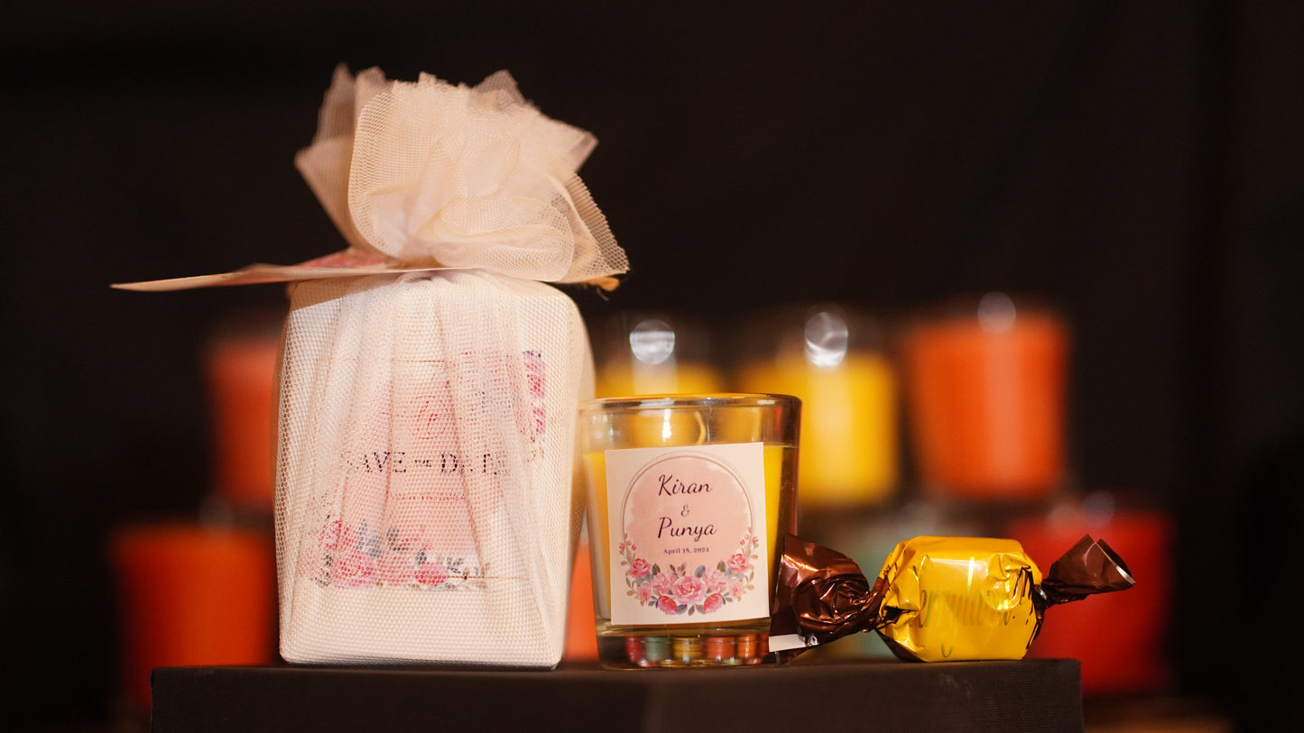 Shot Glass Candles + Chocolate - Perfect Return Gifts !