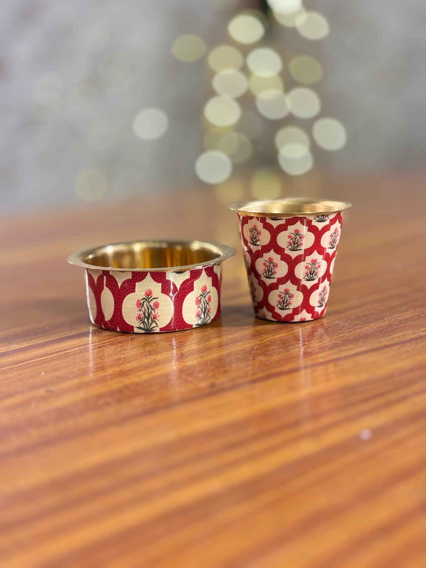 Printed Brass Dabara Return Gift | Traditional Brass Dabara Set | Wedding & Housewarming Favor Under ₹500