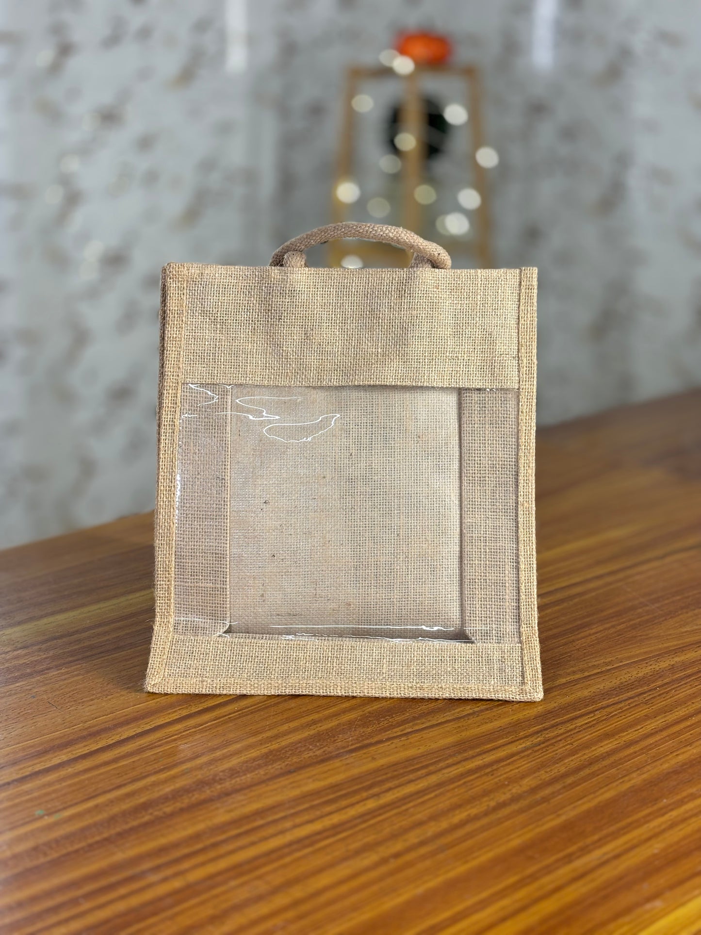 Plain Jute Bag with Transparent Window | Eco-Friendly Return Gift Bag | Wedding & Corporate Favor