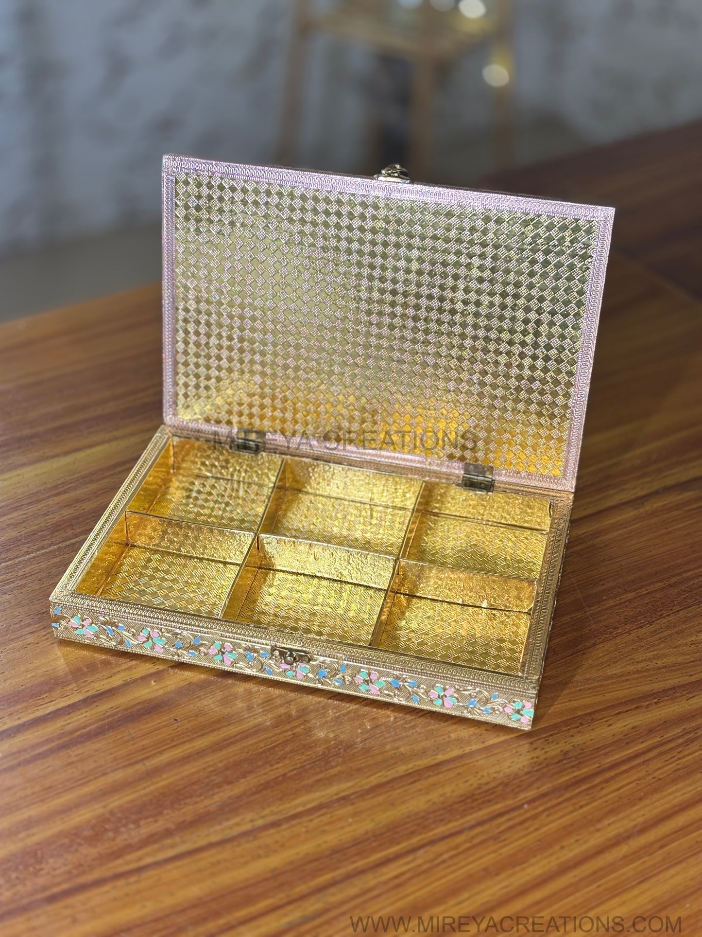 Pastel Meena Work Dry Fruit & Chocolate Hamper Return Gift | Decorative Meenakari Keepsake Box | Wedding & Festive Favor Under ₹1000