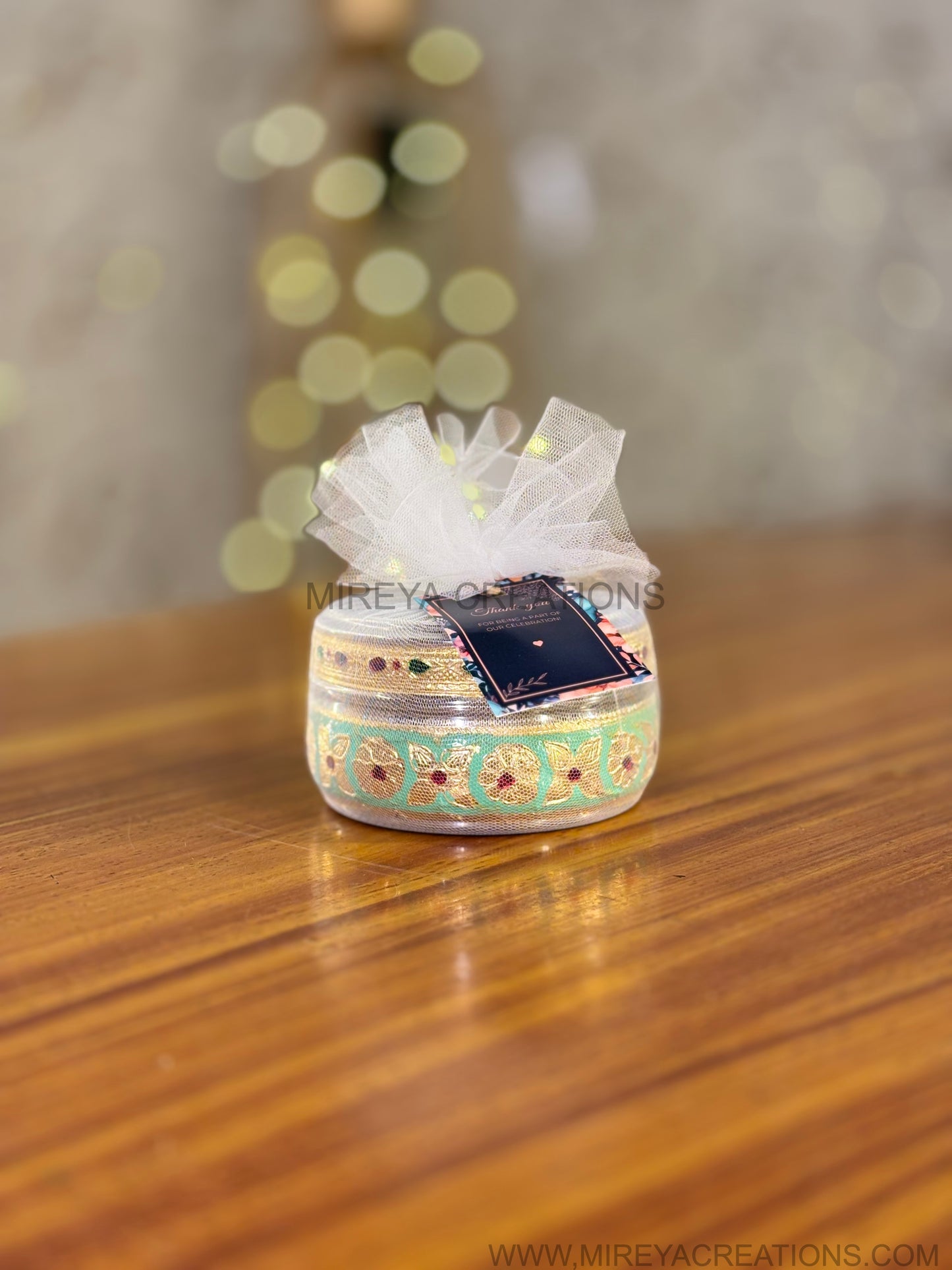 Green Meenakari Steel Box Return Gift | Decorative Steel Storage Box with Transparent Lid | Wedding & Housewarming Favor Under ₹200