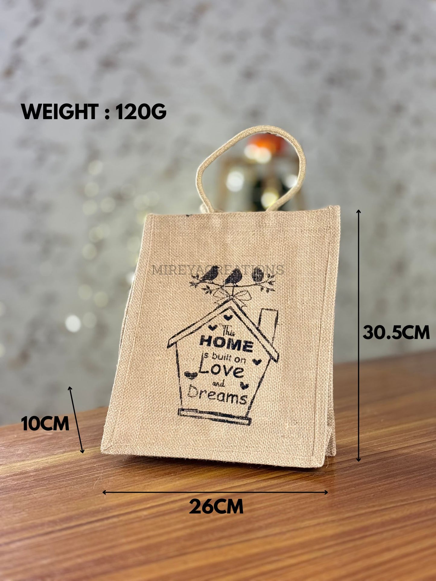Natural Jute House Print Mini Bag Return Gift | Handcrafted Jute Gift Bag | Wedding & Housewarming Favor Under ₹150