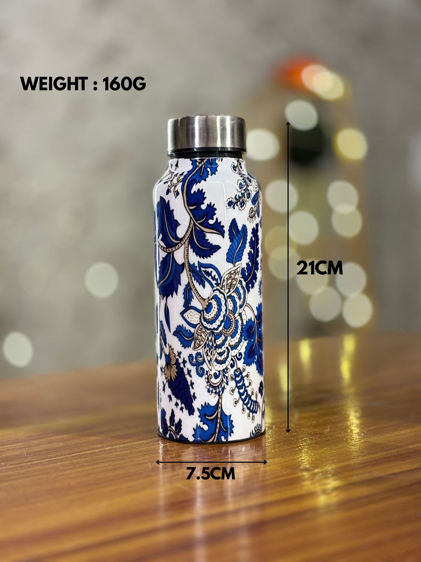 Stainless Steel Printed Bottle & Tumbler Set Return Gift | Personalised Steel Drinkware Set in Pink Velvet Box | Wedding & Festive Favor Under ₹1100