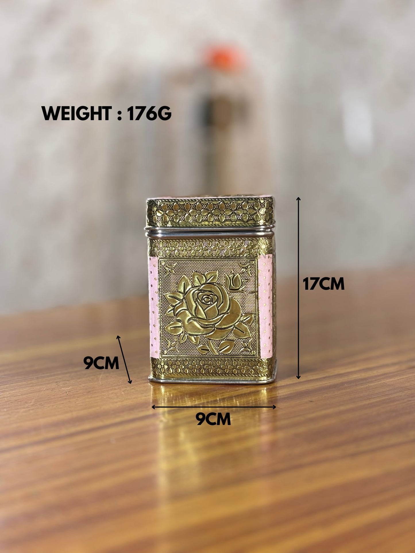 Antique Gold Rose Metal Container Return Gift | Decorative Metal Storage Box | Wedding & Festive Favor Under ₹300