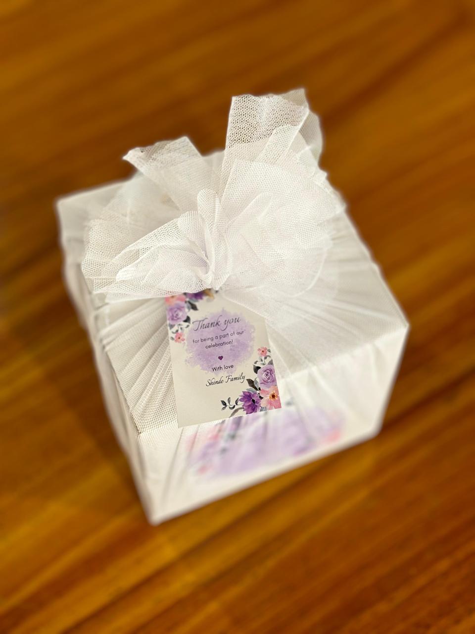 Decorative Round Jar Combo | Assorted Nuts, Shot Glass & Potpourri With Chocolate Pouch | Elegant Wedding Return Gift Under ₹500