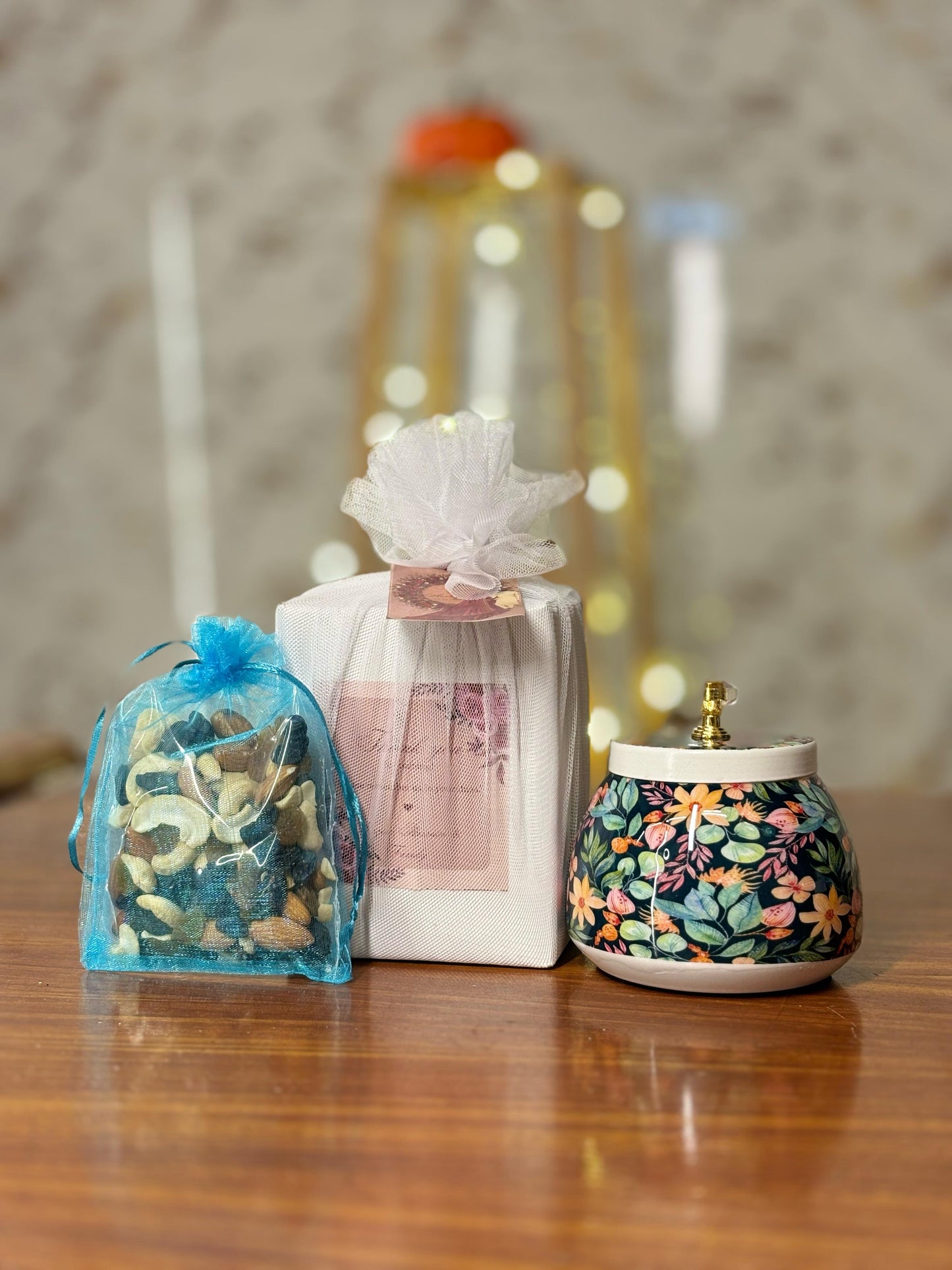 Printed Cone Jar Return Gift | Decorative Jar With Nuts | Wedding & Festive Favor Under ₹500