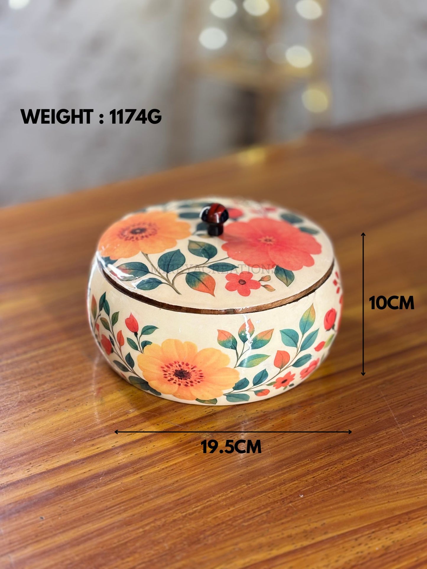 Floral Printed Wooden Chapati Box Return Gift | Decorative Multipurpose Storage Box | Wedding & Festive Favor Under ₹1000