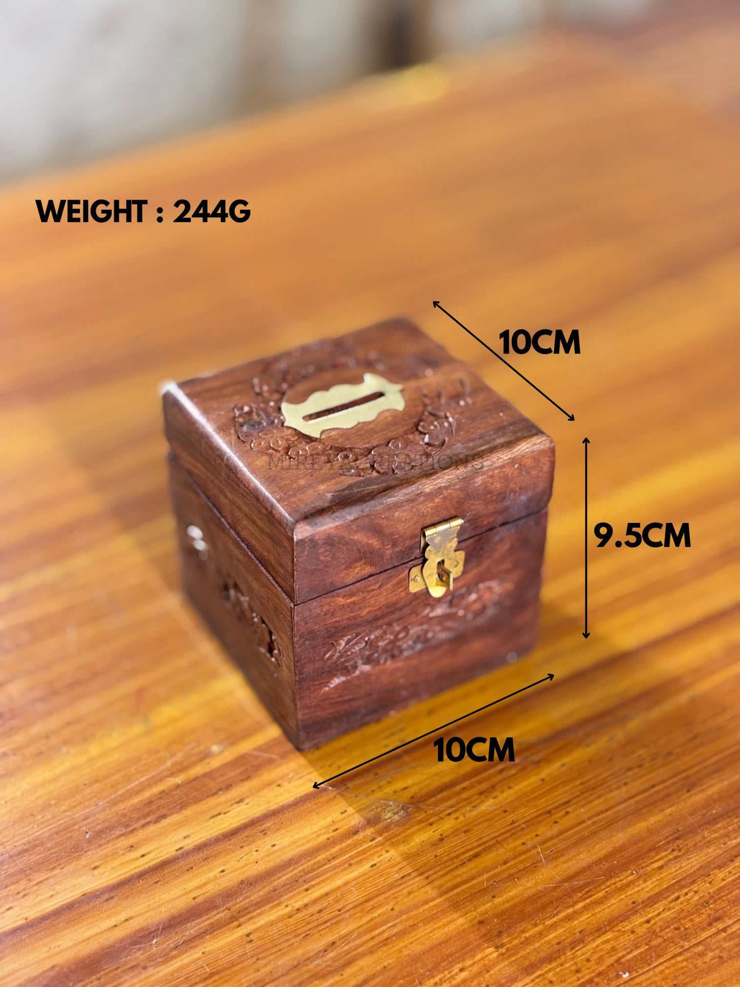 Mini Wooden Piggy Bank | Coin Box Return Gift | Traditional Wooden Storage Box with Brass Inlay | Wedding & Birthday Favor Under ₹250