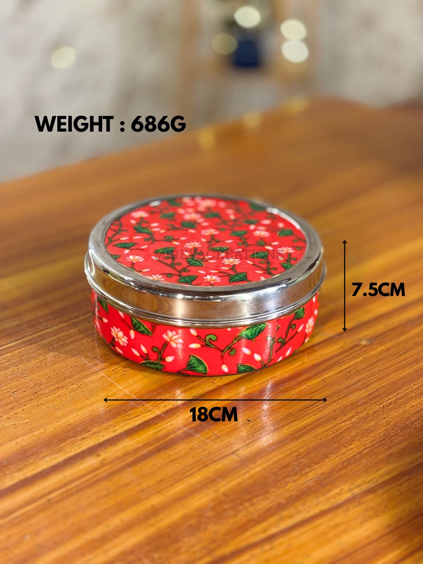 Printed Steel Spice Box Gift Set Return Gift | Printed Steel Plate & 2Pcs Printed Bowls Combo | Wedding & Housewarming Favor Under ₹1800