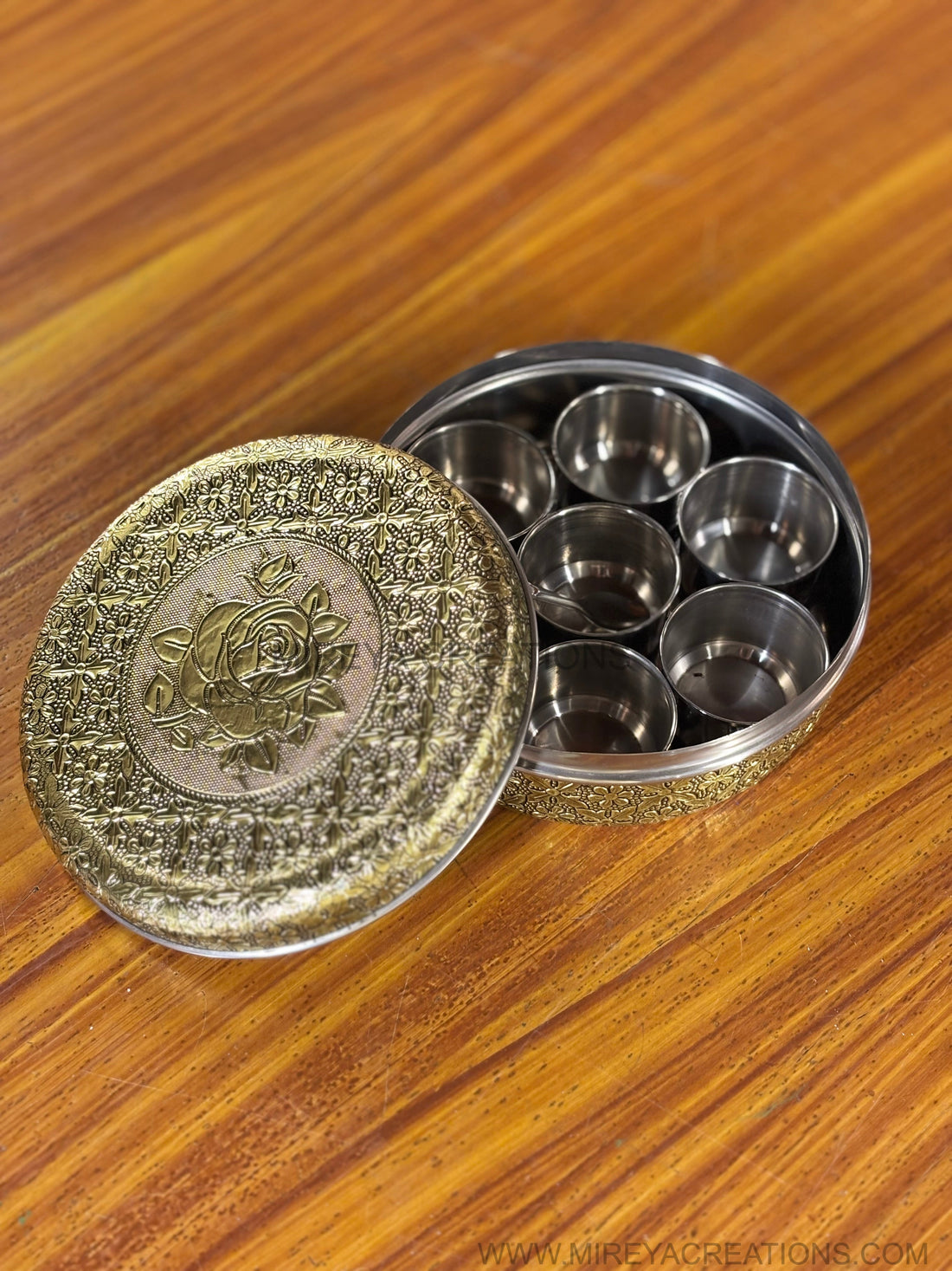 Meenakari Stainless Steel Spice Boxes for Elegant Kitchen Storage & Gifting