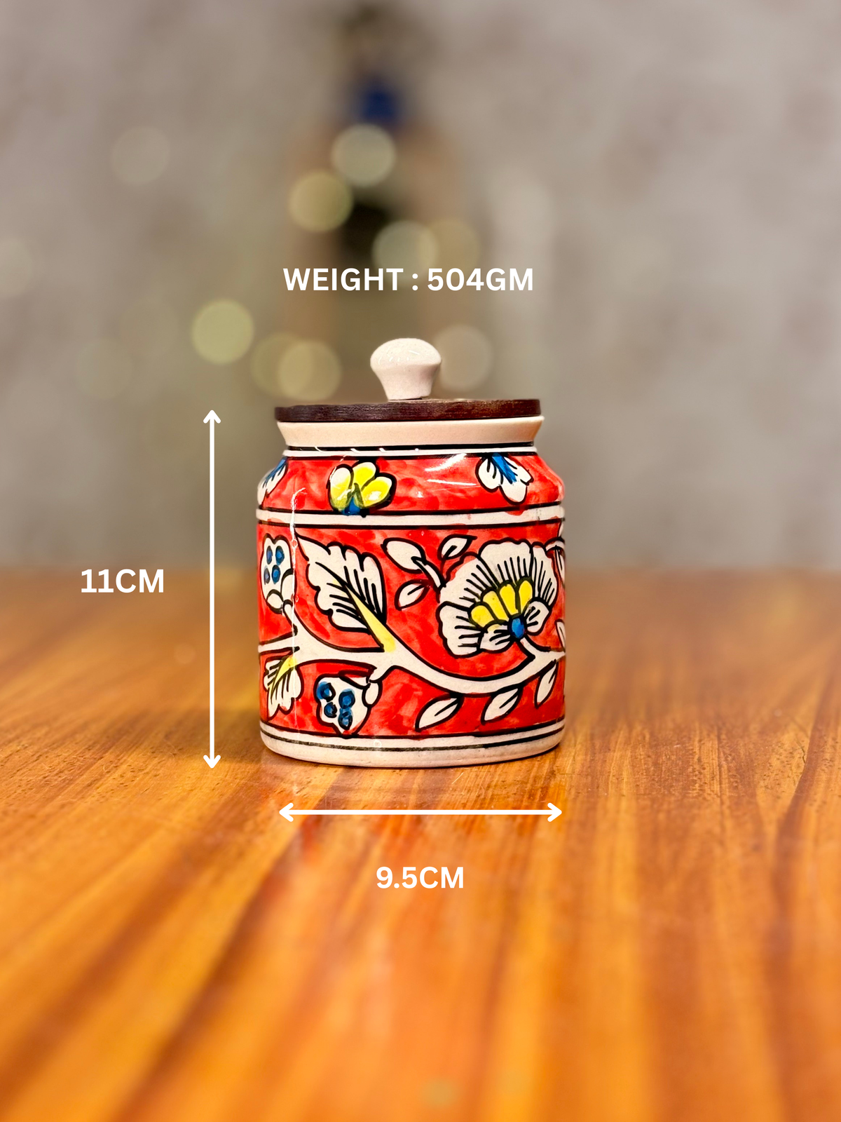 Printed Copper Bottle + Ceramic Printed Jar With Kalamkari Bag