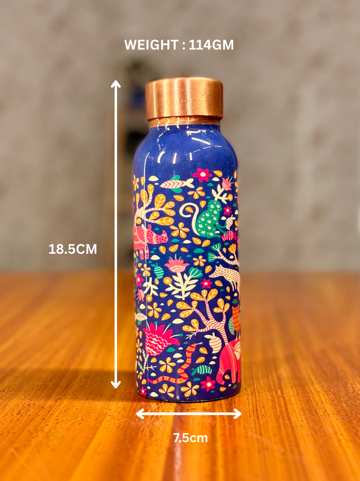 Printed Copper Bottle + Ceramic Printed Jar With Kalamkari Bag