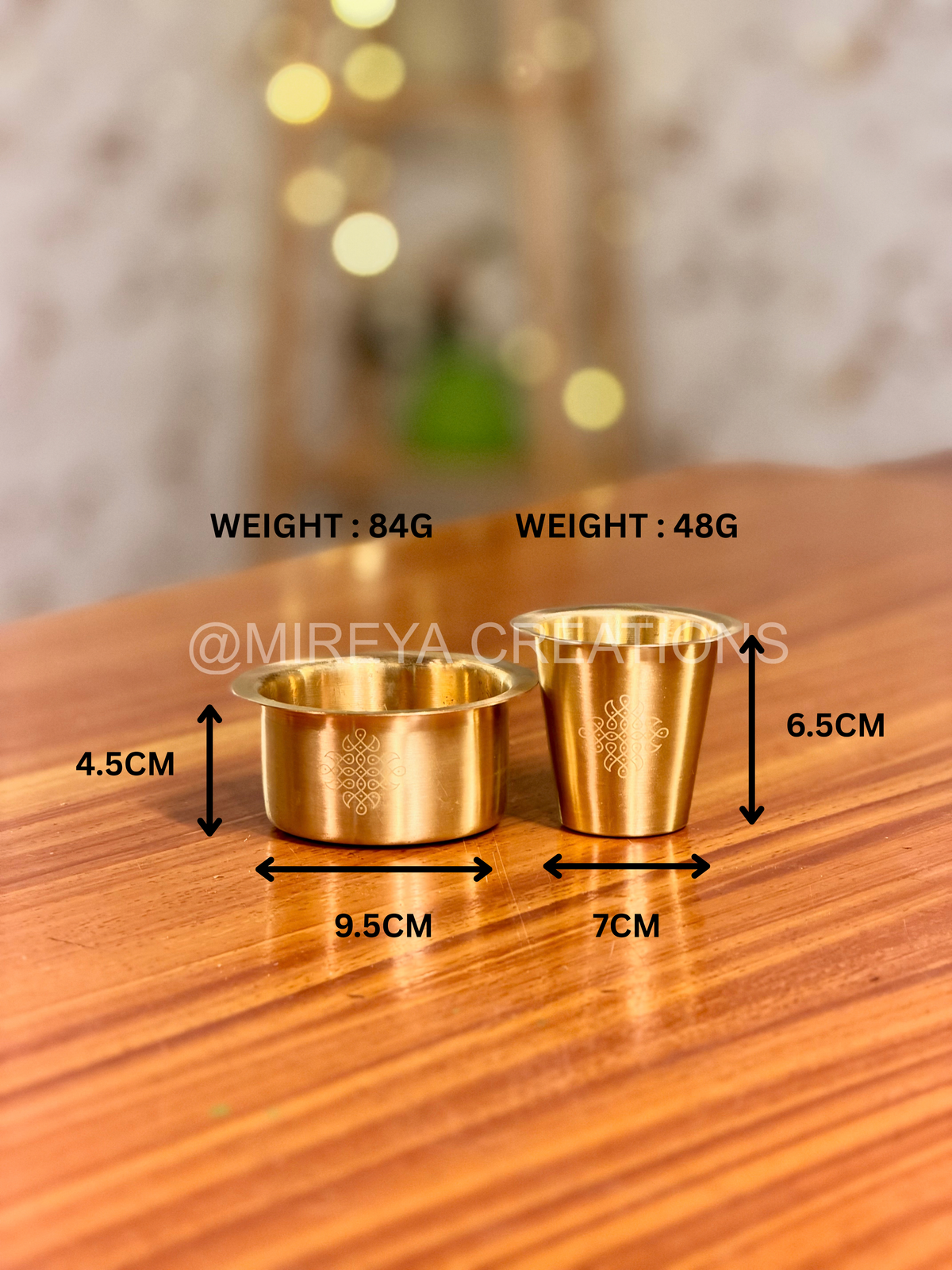 Set of 2 Brass Dabaras in Velvet Box