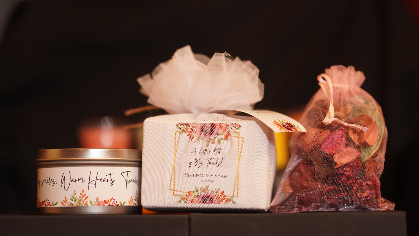 3oz Tin Candle  + Potpourri Pouch  - Perfect Return Gifts !