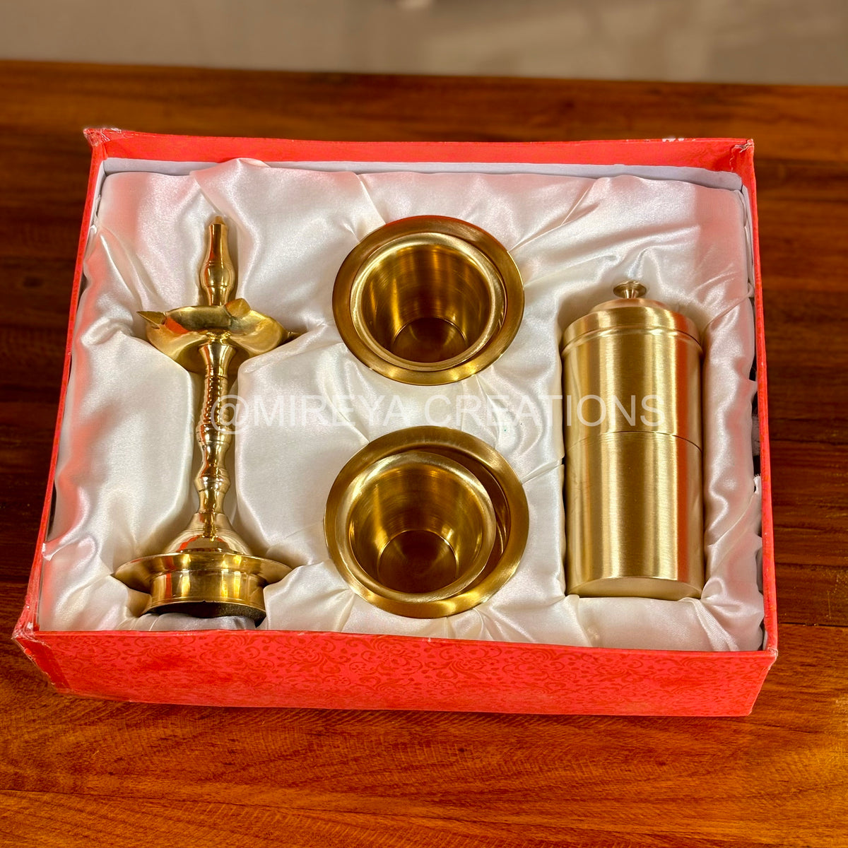 Brass Lamp + Set of 2 Brass Dabara + Coffee Filter