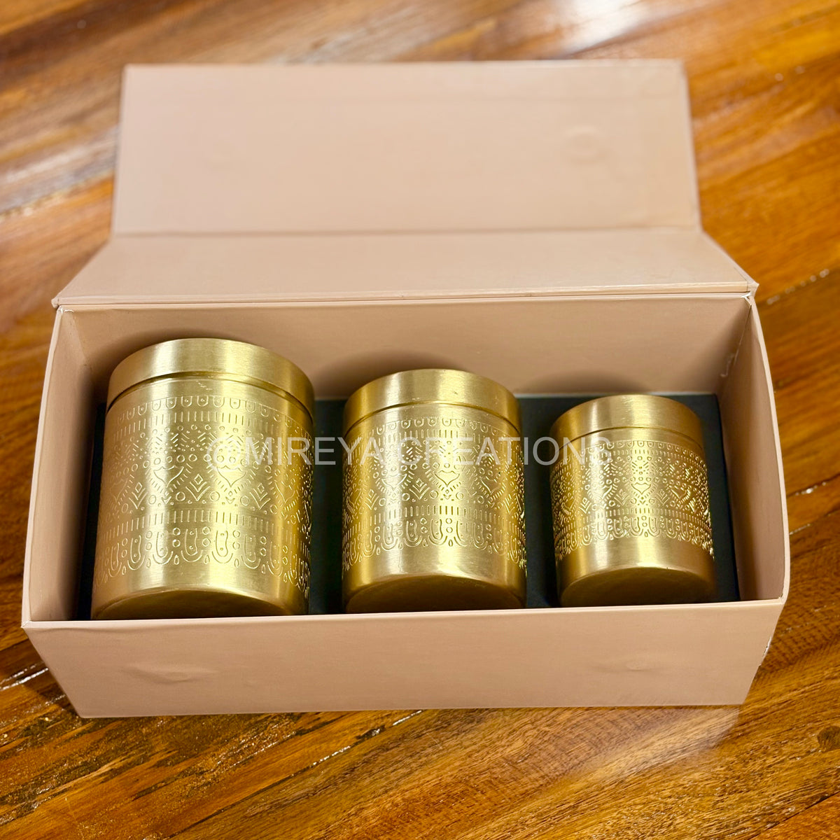 Set of 3 Premium Brass Contaiers