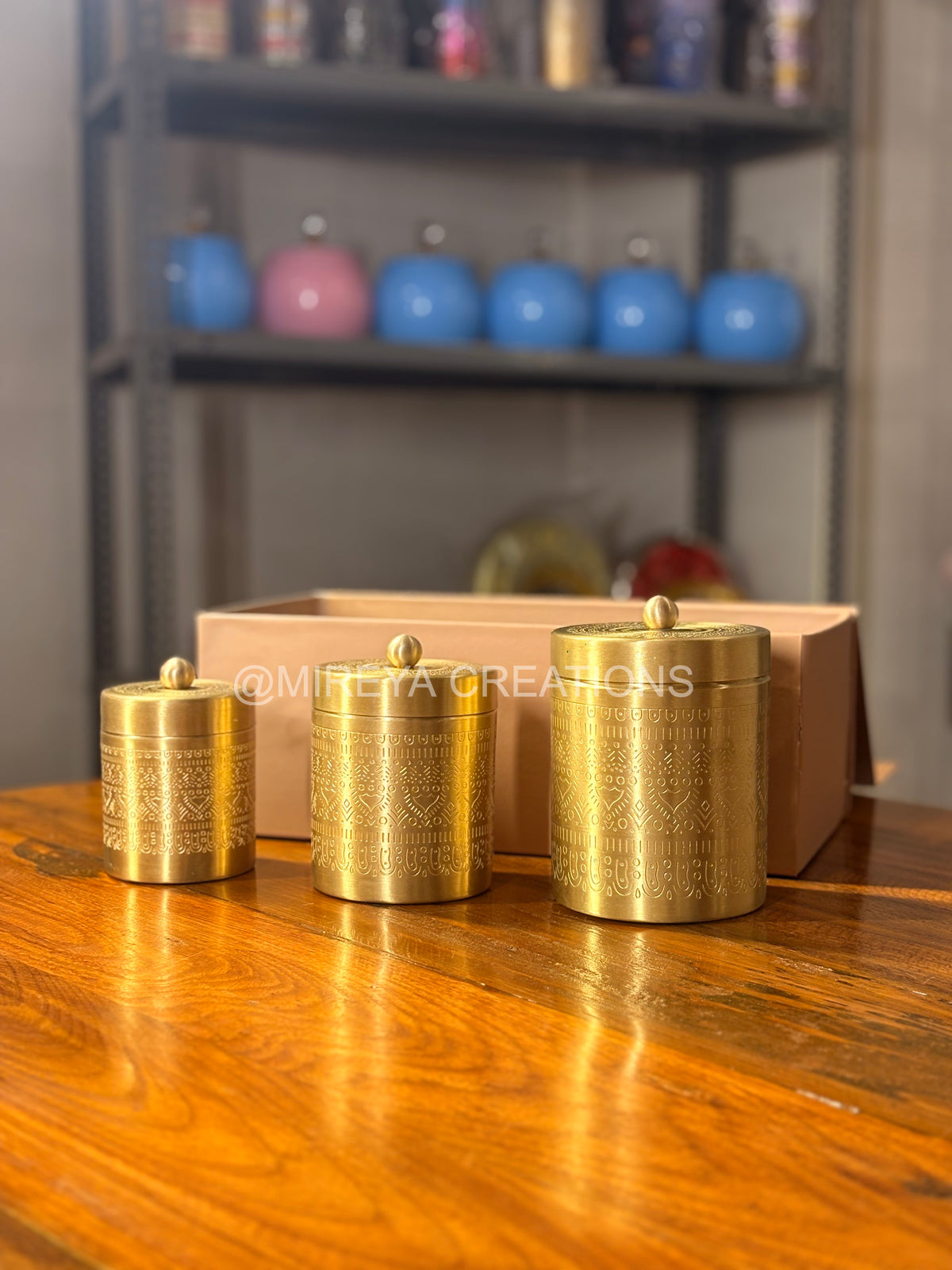 Set of 3 Premium Brass Contaiers
