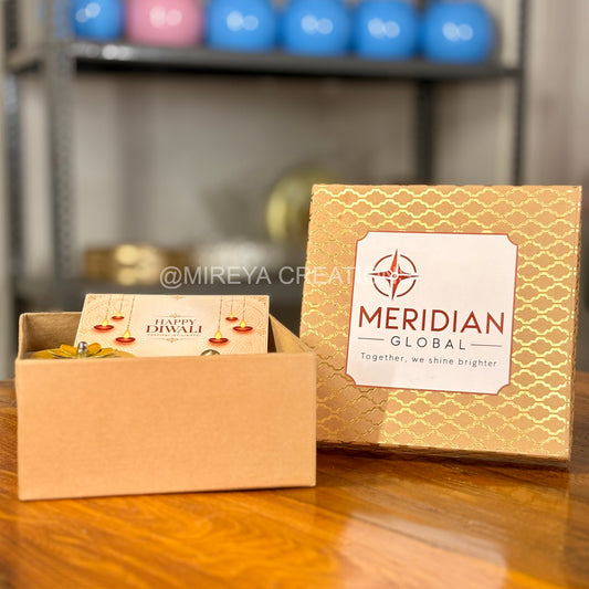 Brass Dry Fruit Box + Decorative Jar + Pack of Ferrero Rocher + Customised Card
