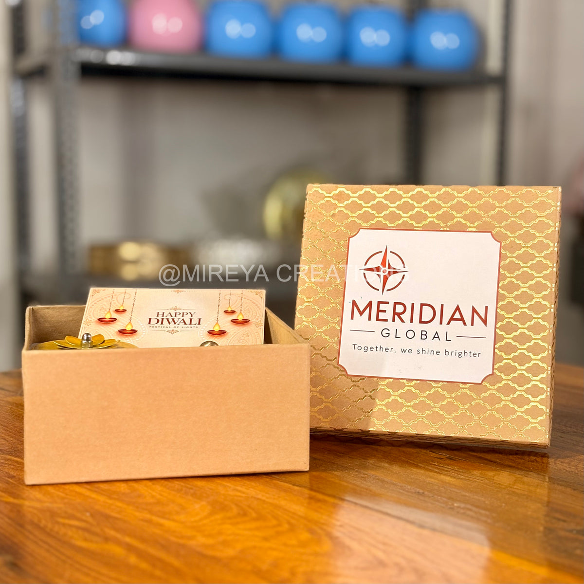 Brass Dry Fruit Box + Decorative Jar + Pack of Ferrero Rocher + Customised Card