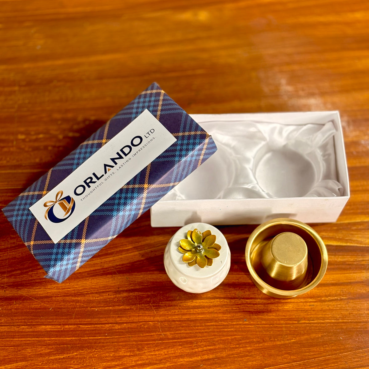 Brass Coffee Dabara + Decorative Cone Jar + Customized Card