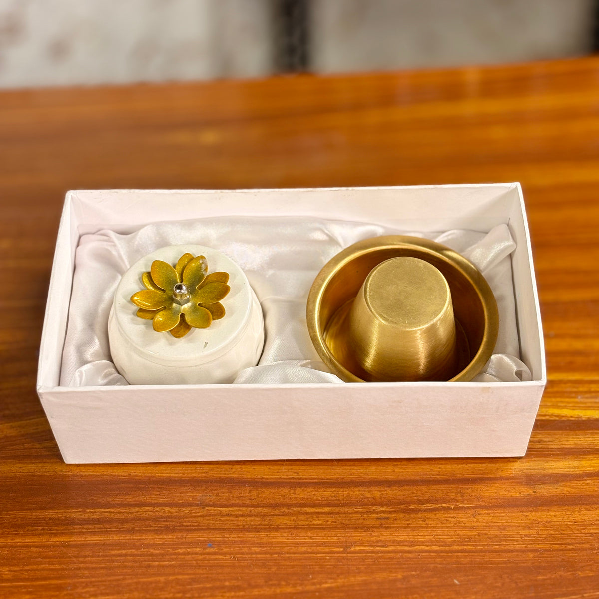 Brass Coffee Dabara + Decorative Cone Jar + Customized Card