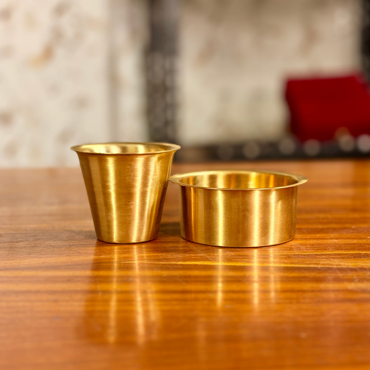 Brass Coffee Dabara + Decorative Cone Jar + Customized Card