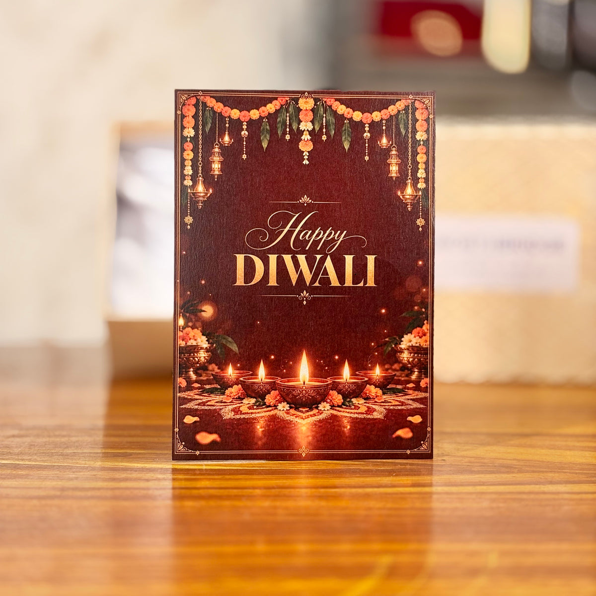 Wooden decorative Box + Slub Glass + Ceramic Burner + Customised Card