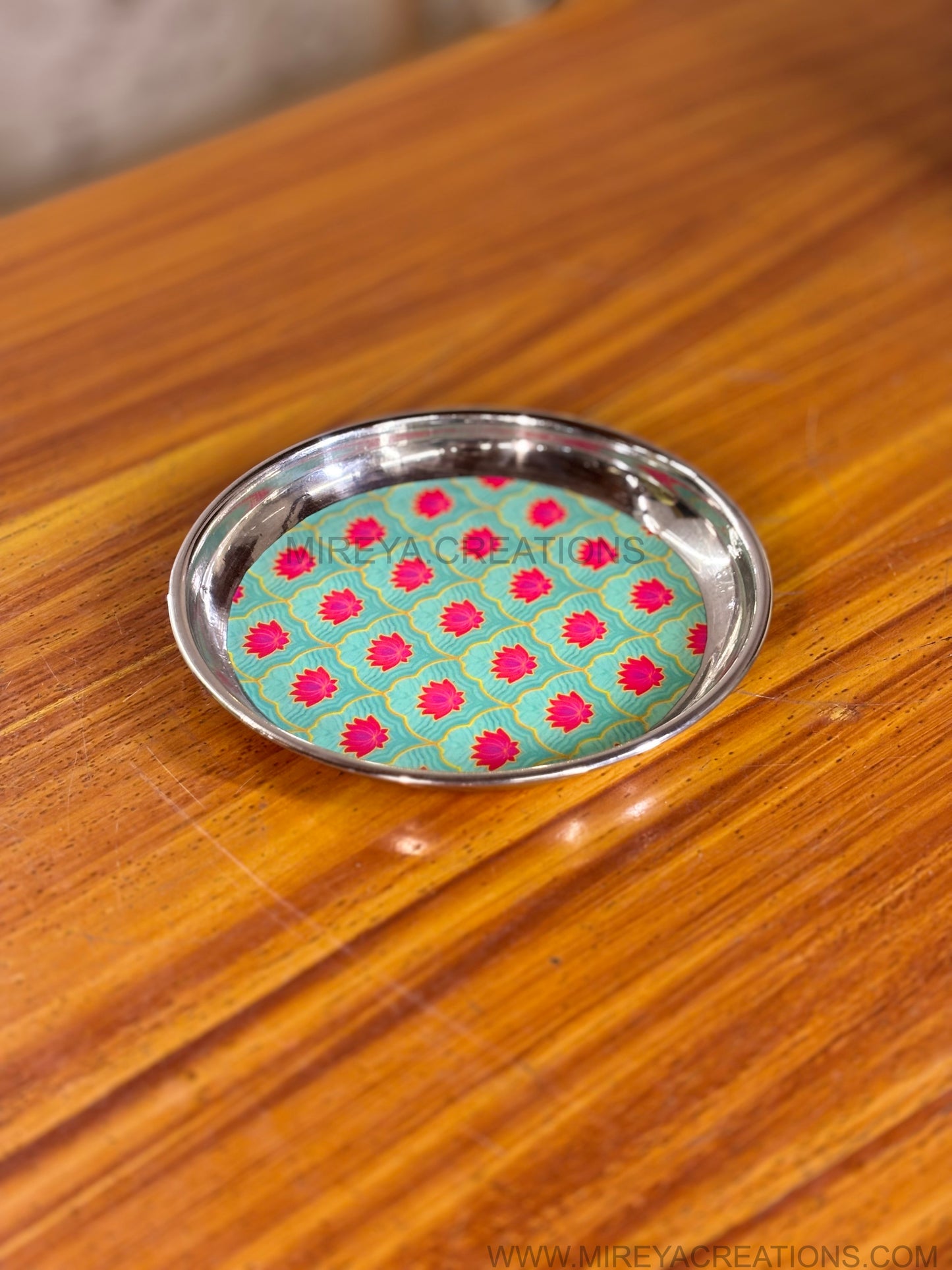 Printed Steel Spice Box Gift Set Return Gift | Printed Steel Plate & 2Pcs Printed Bowls Combo | Wedding & Housewarming Favor Under ₹1800