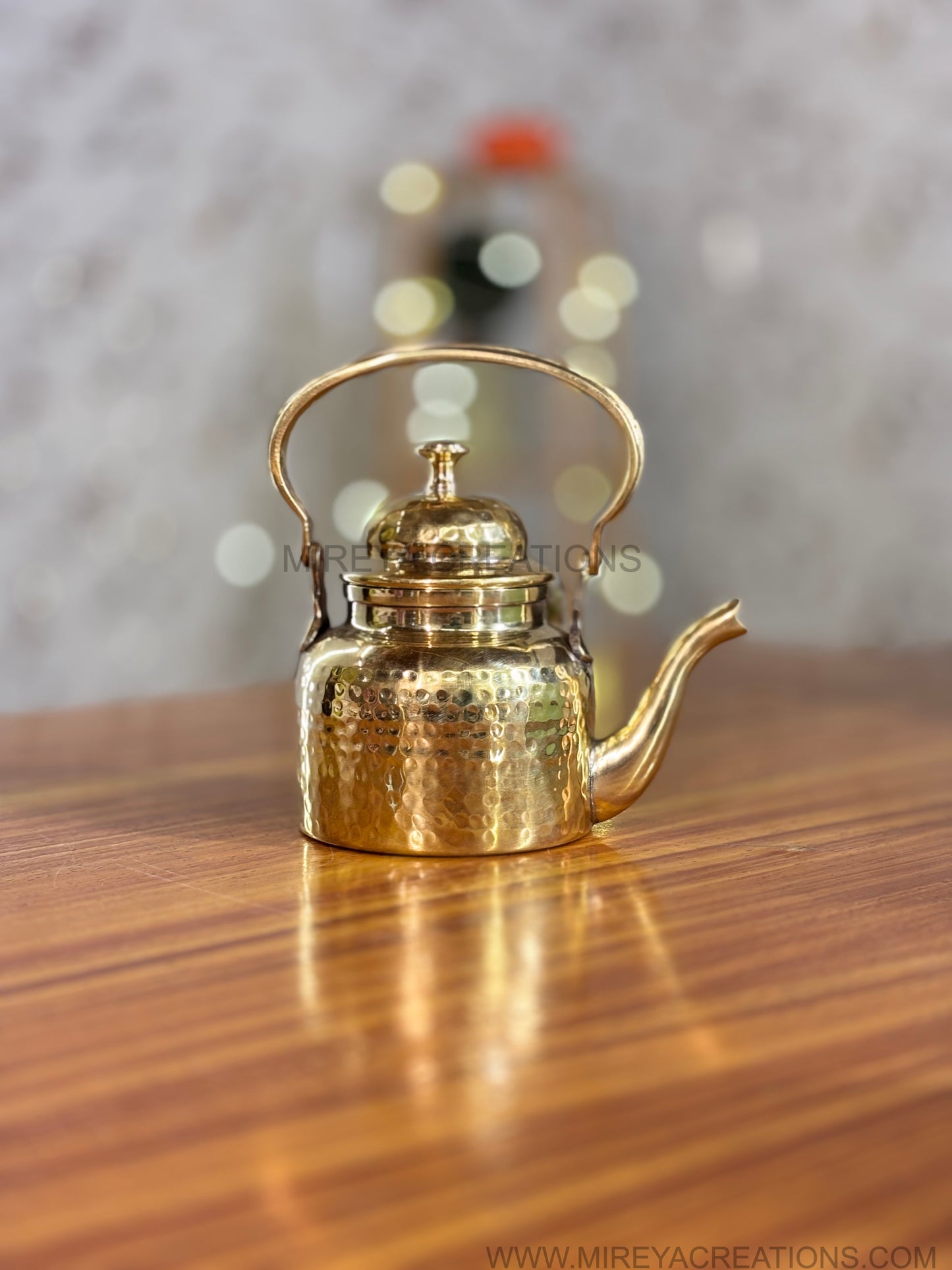 Hammered Brass Kettle & 2Pcs Khulkad Glasses Gift Set Return Gift | Mint Green Floral Gift Box Hamper | Wedding & Festive Favor Under ₹3200