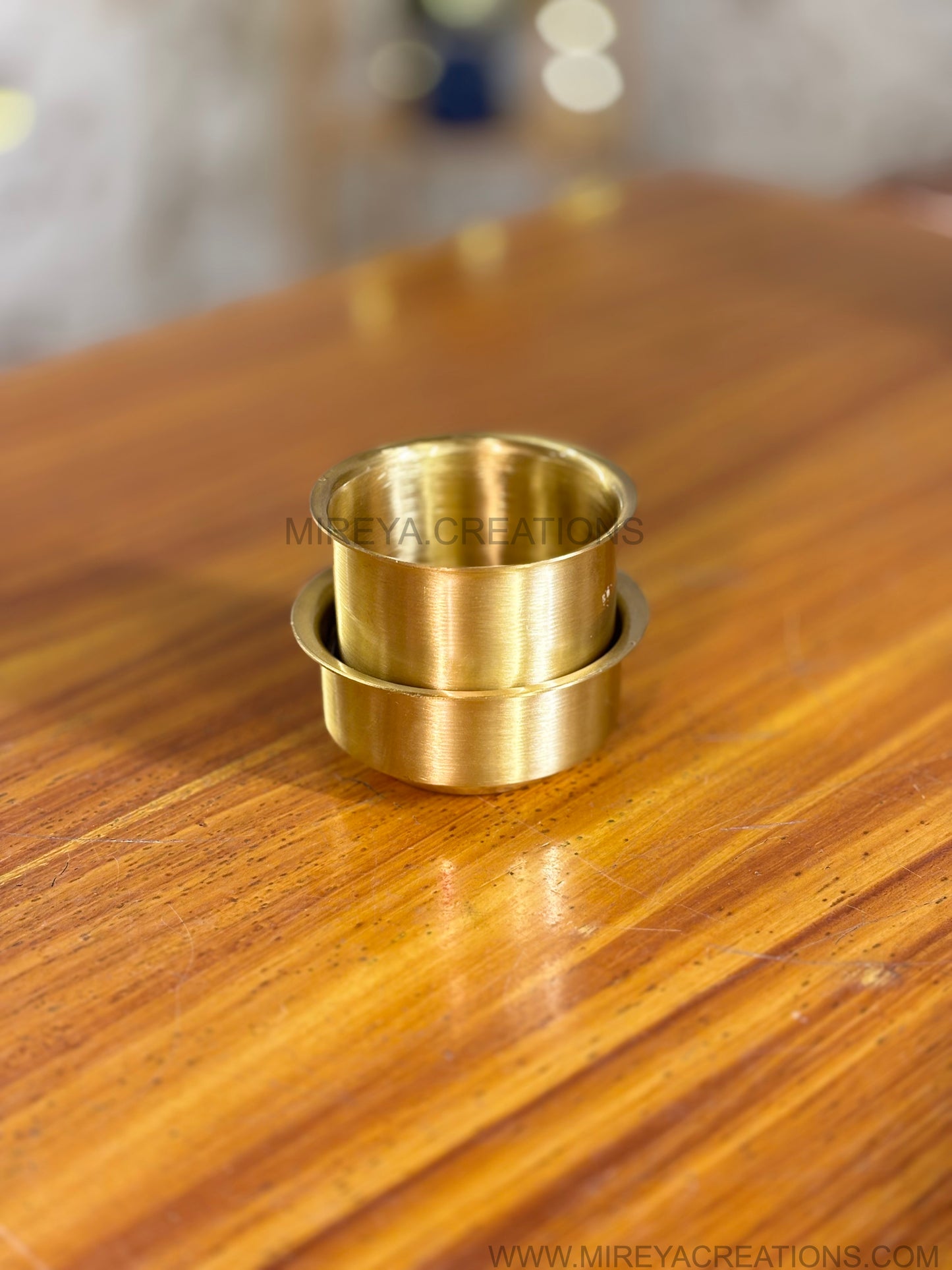Brass Lassi Tumbler & Dabara Set Return Gift | Traditional Brass Ice-cream Bowl Gift Set in Mint Green Floral Box | Wedding & Festive Favor Under ₹3000