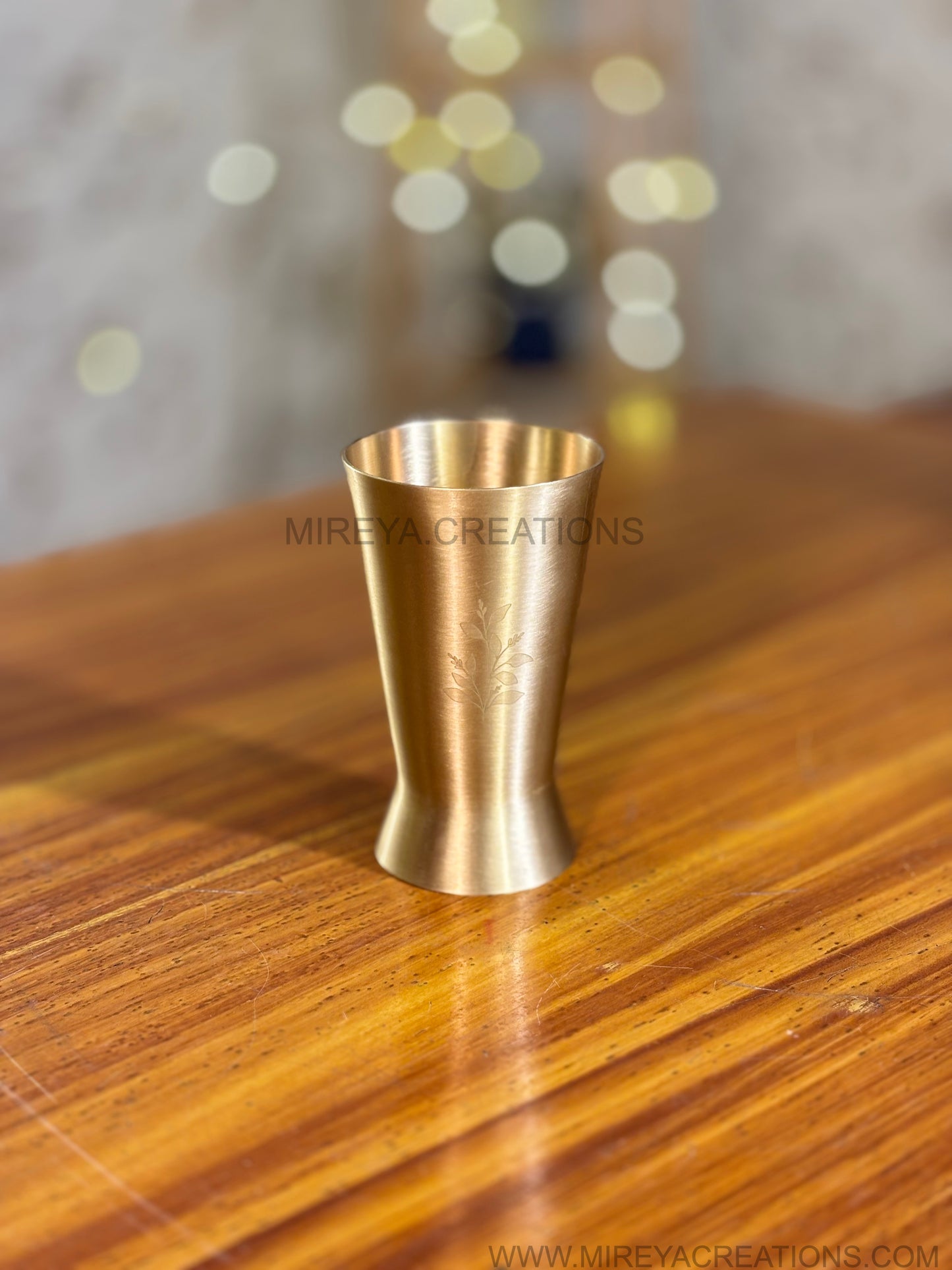 Brass Lassi Tumbler & Dabara Set Return Gift | Traditional Brass Ice-cream Bowl Gift Set in Mint Green Floral Box | Wedding & Festive Favor Under ₹3000