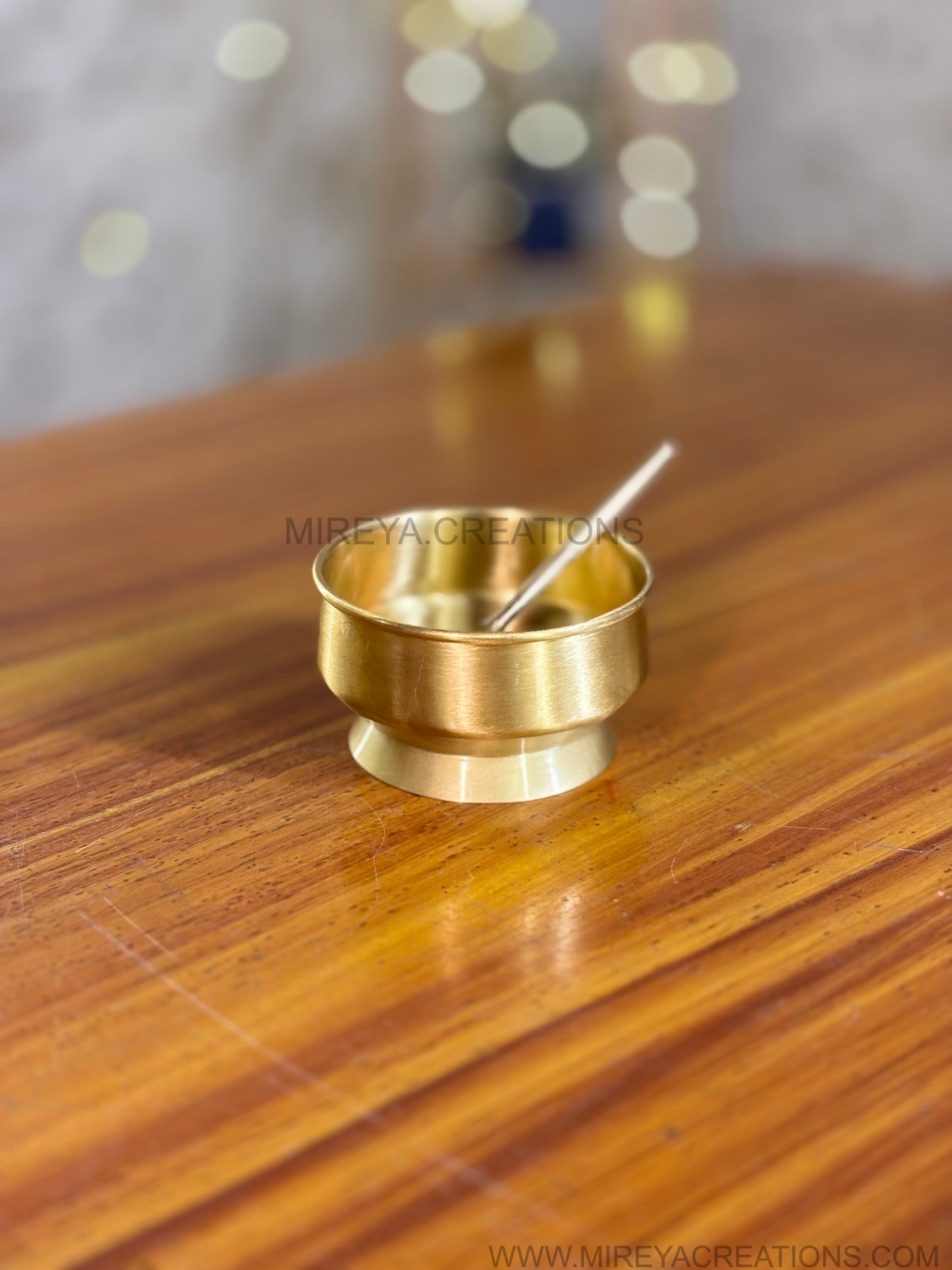 Brass Lassi Tumbler & Dabara Set Return Gift | Traditional Brass Ice-cream Bowl Gift Set in Mint Green Floral Box | Wedding & Festive Favor Under ₹3000