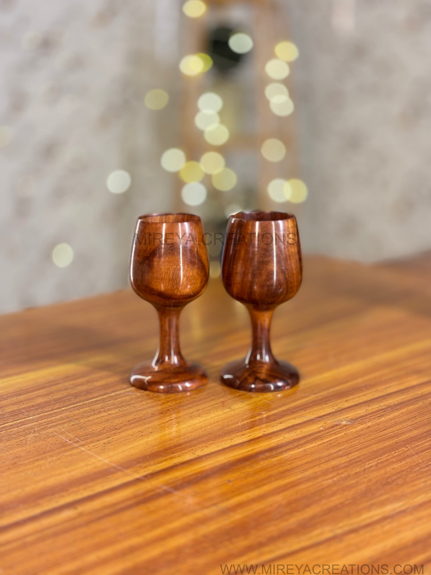 Wooden Goblet Cups & Heart Shaped Snack Bowl Gift Set Return Gift | Decorative Wooden Serveware in Mint Green Floral Box | Wedding & Housewarming Favor Under ₹1500