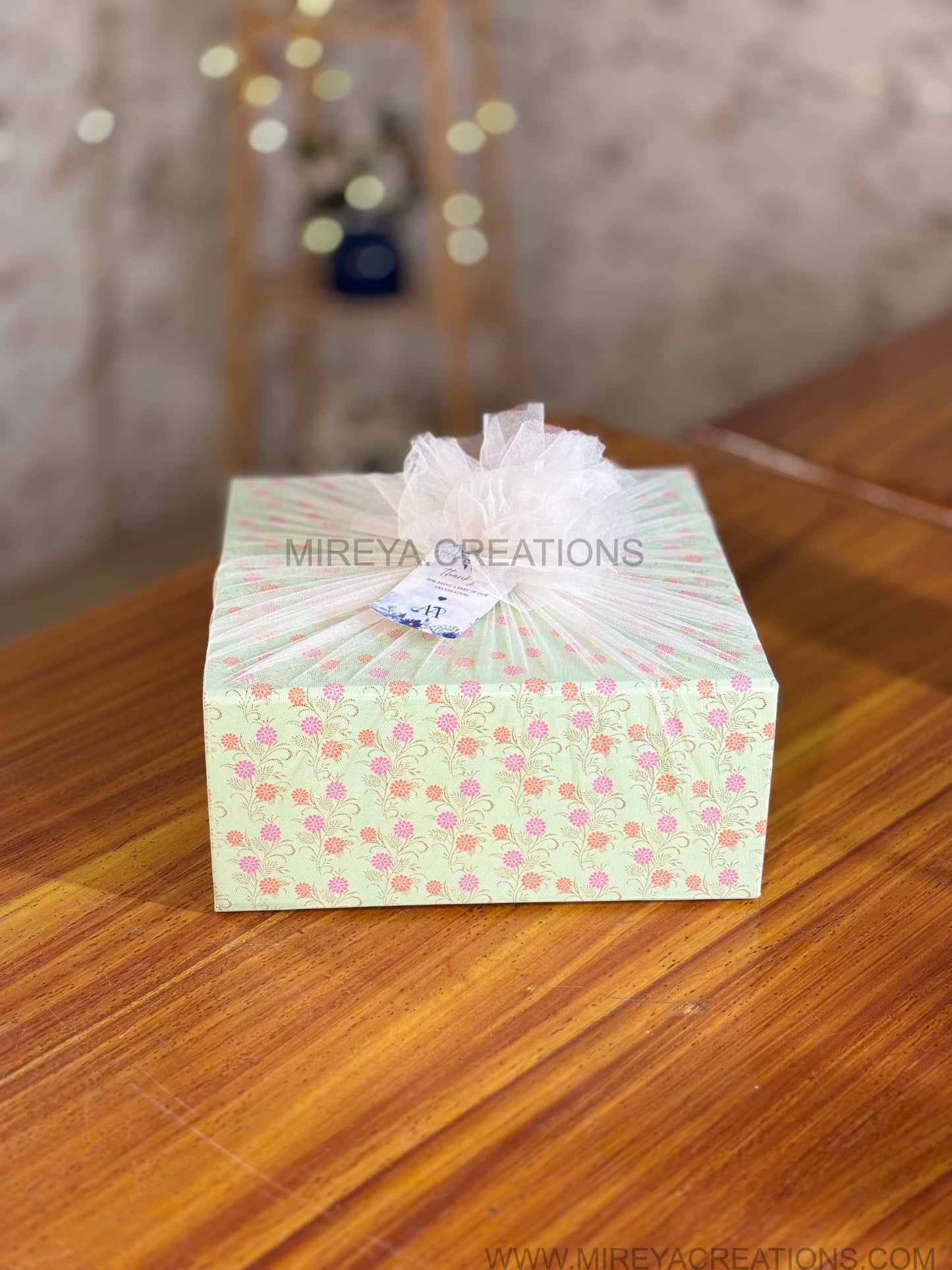Hexagon Wooden Spice Box & Hammered Brass Mug Gift Set Return Gift | Premium Kitchen Hamper in Mint Green Floral Box | Wedding & Housewarming Favor Under ₹1700