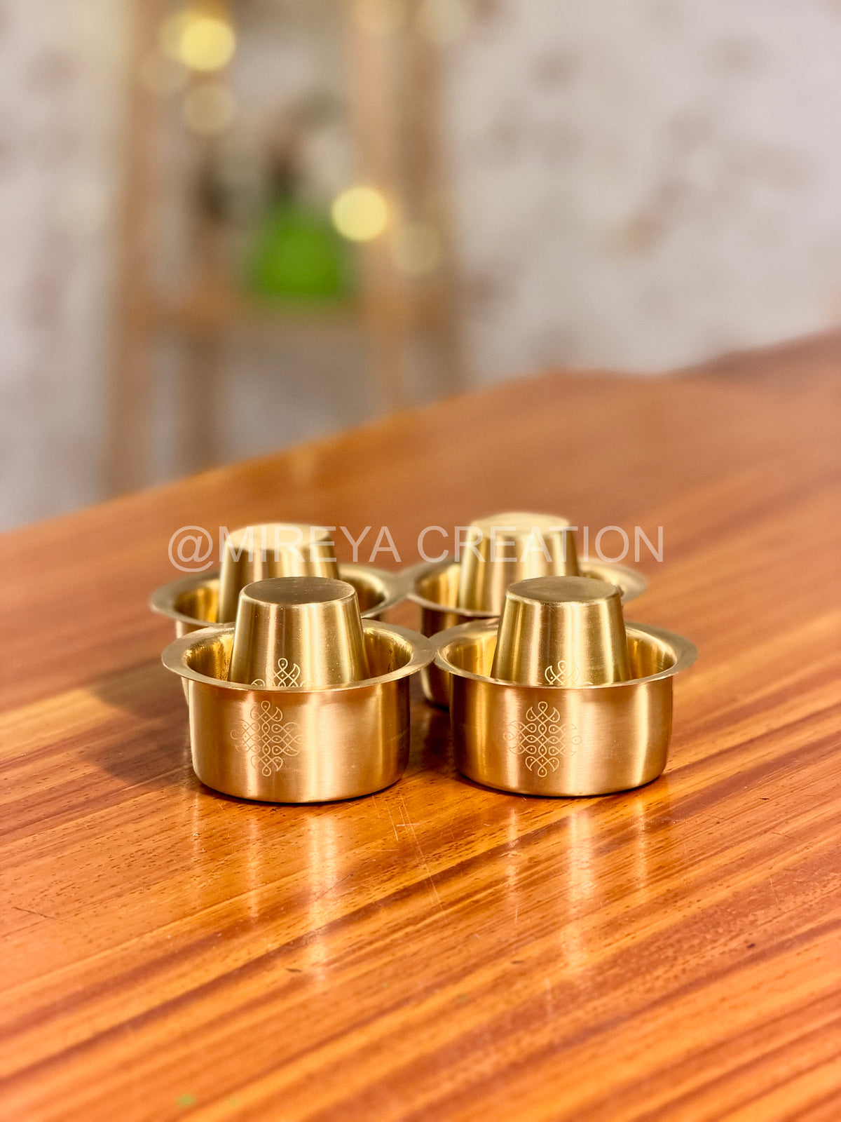 Set of 2 Brass Dabaras in Velvet Box