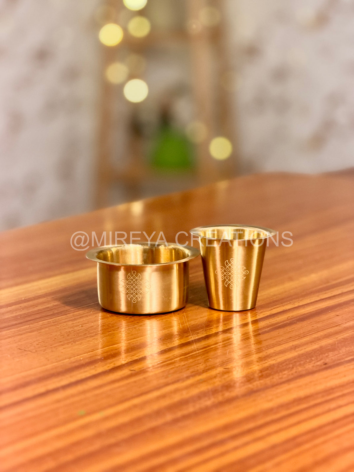 Set of 4 Brass Dabaras in Velvet Box
