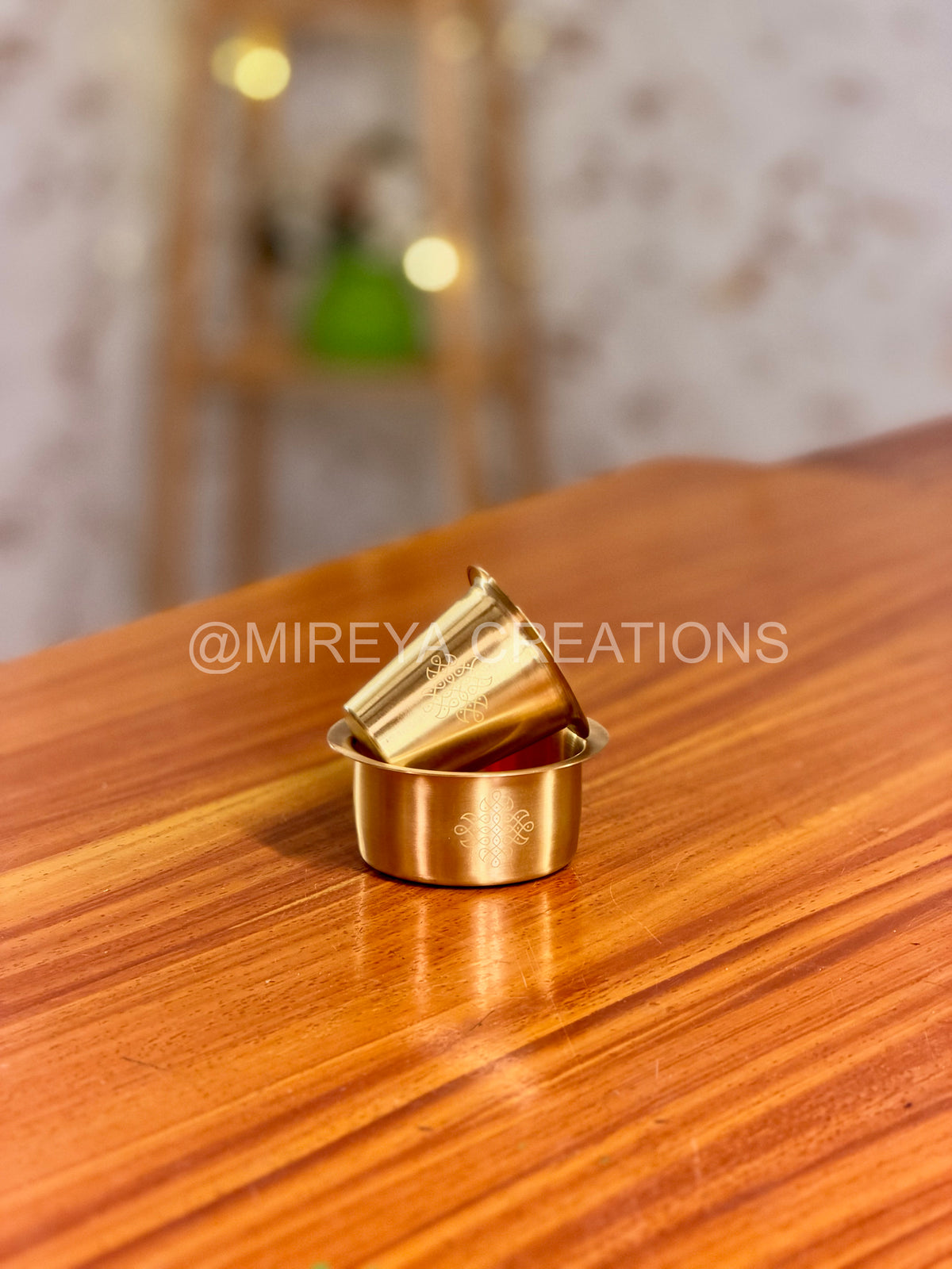 Set of 4 Brass Dabaras in Velvet Box