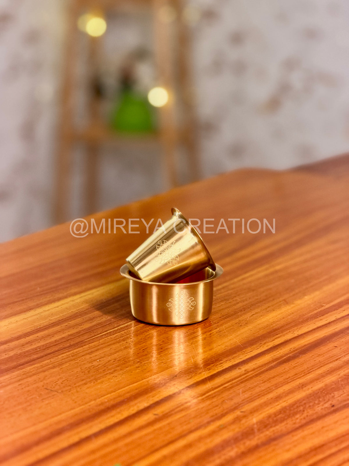 Set of 2 Brass Dabaras in Velvet Box