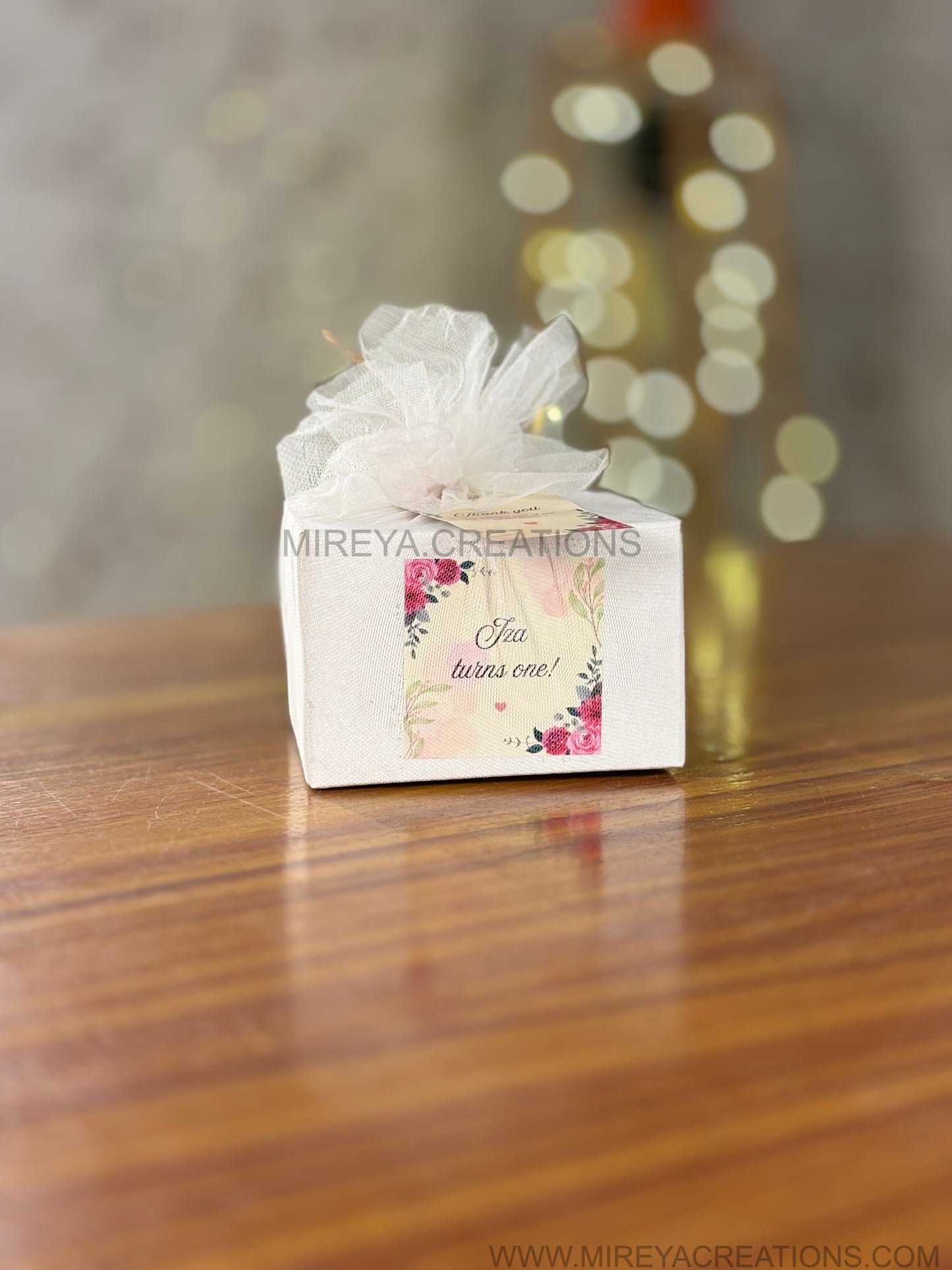 Meenakari Steel Glass Gift Set Return Gift | Ivory Floral Favor Box with Organza Bow | Wedding & Festive Favor Under ₹200