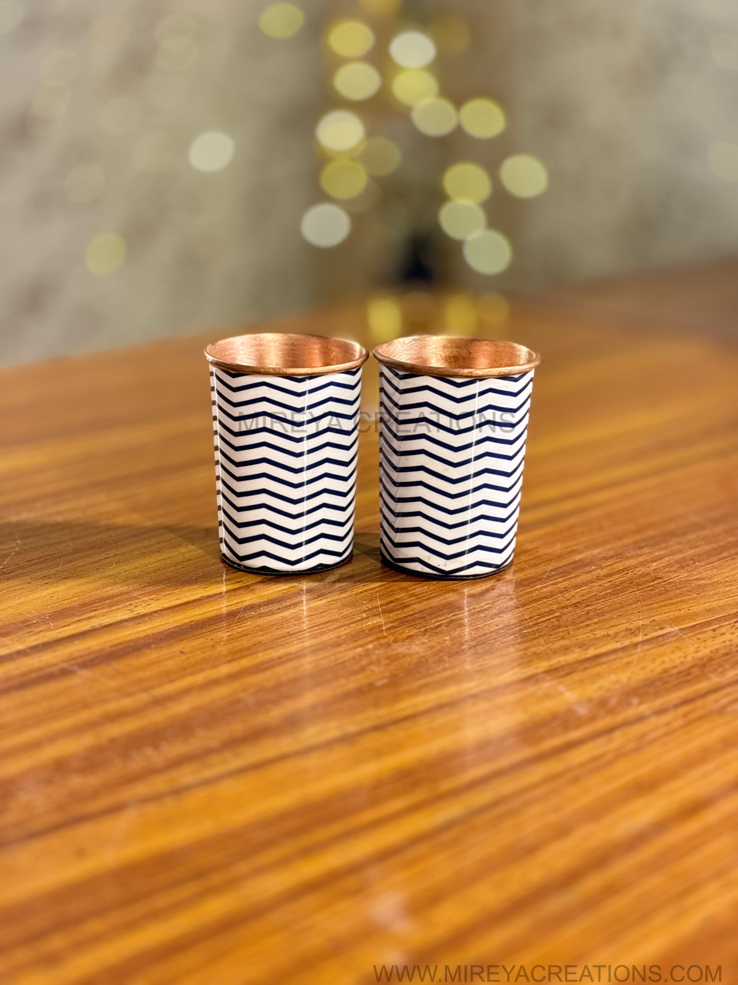 Printed Copper Bottle & Glasses Gift Set Return Gift | Zigzag Enamel Finish Bottle with Matching Glasses | Wedding & Festive Favor Under ₹1700