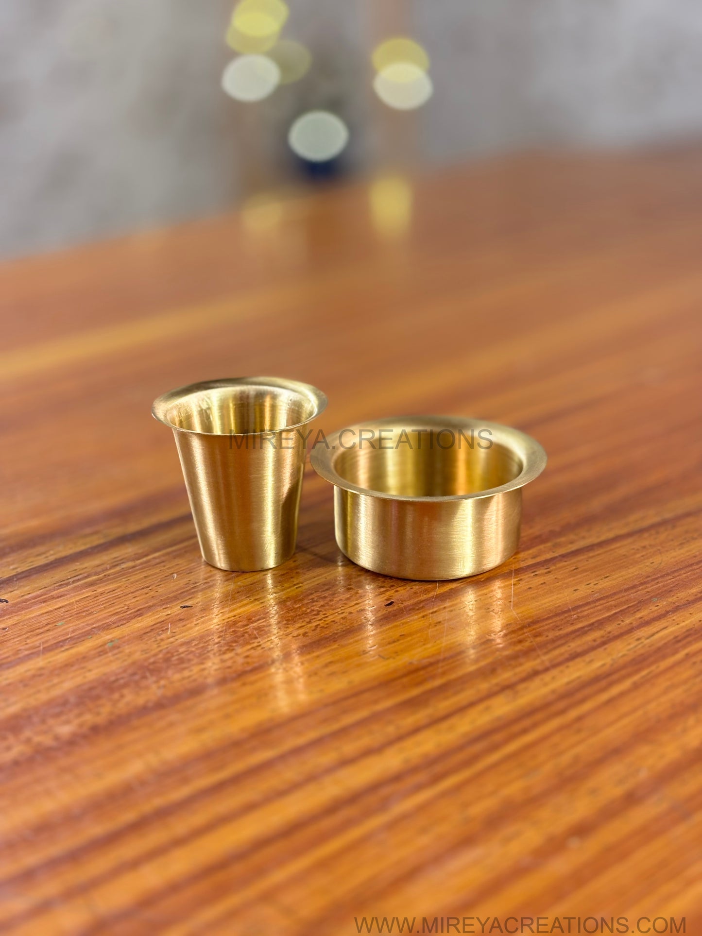 Mini Brass Dabara Tumbler Set Return Gift | Traditional Coffee Set with Invitation Card in Kolam Jute Bag | Wedding & Housewarming Favor Under ₹