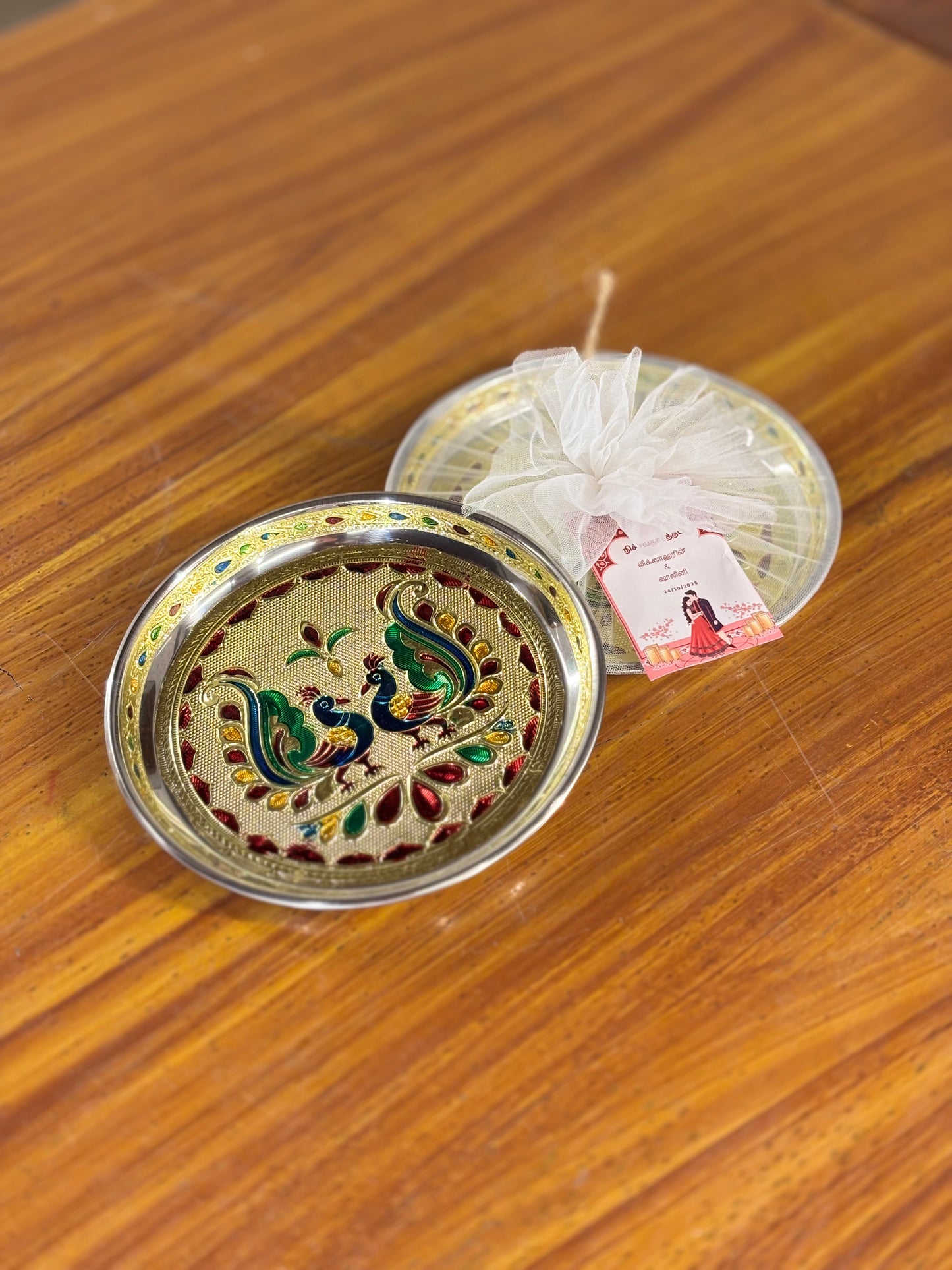 Meenakari Plate Return Gift | Decorative Meenakari Puja Plate | Wedding & Festival Favor