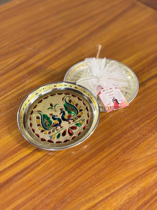 Meenakari Plate Return Gift | Decorative Meenakari Puja Plate | Wedding & Festival Favor