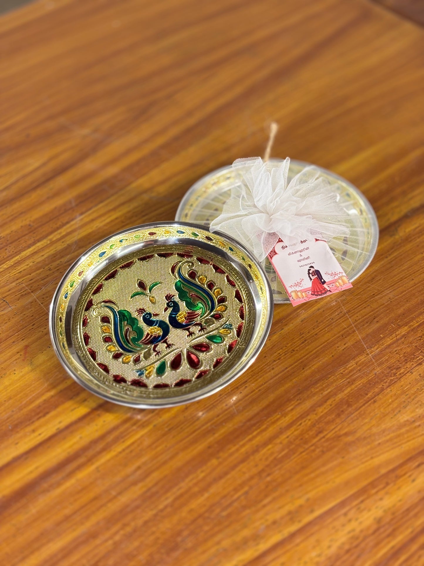 Meenakari Plate Return Gift | Decorative Meenakari Puja Plate | Wedding & Festival Favor