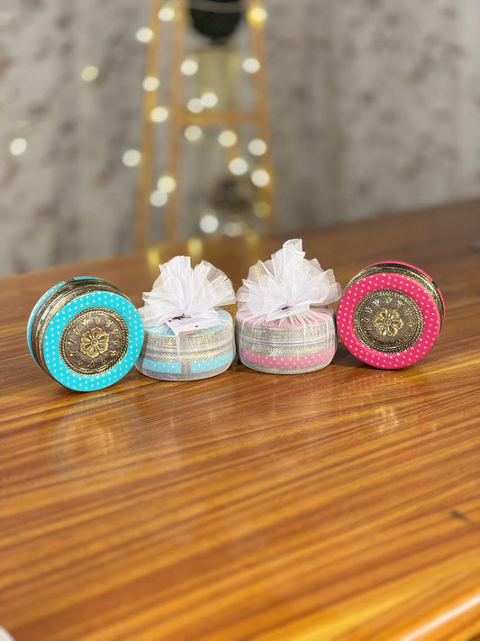 Meenakari Tiffin Box 4 inch Return Gift | Decorative Meenakari Tiffin | Wedding & Festive Favor Under ₹200