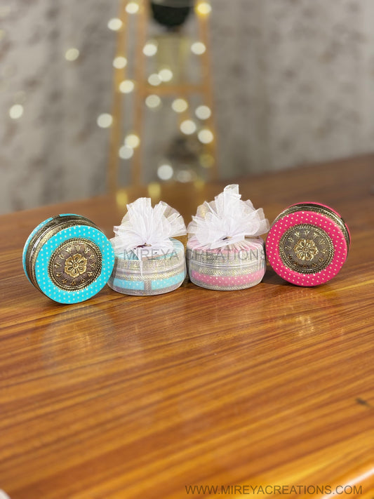 Meenakari Tiffin Box 4 inch Return Gift | Decorative Meenakari Tiffin | Wedding & Festive Favor Under ₹200