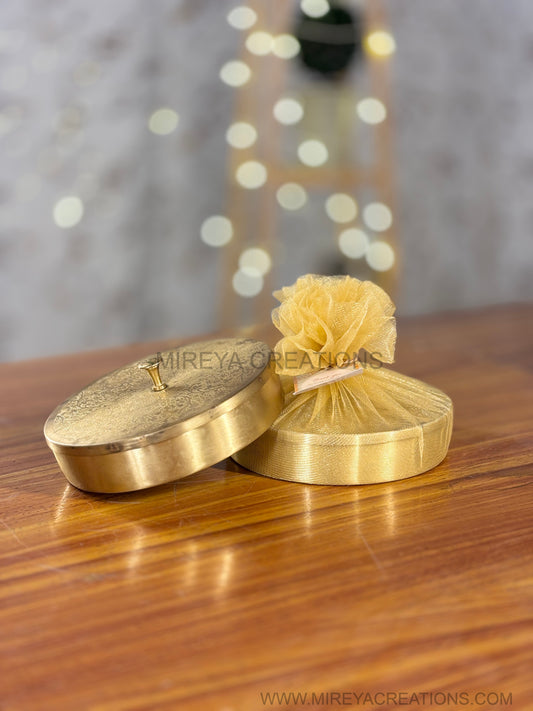 6 Inch Brass Spice Box Return Gift | Traditional Brass Masala Box | Wedding & Home Favor Under ₹1000