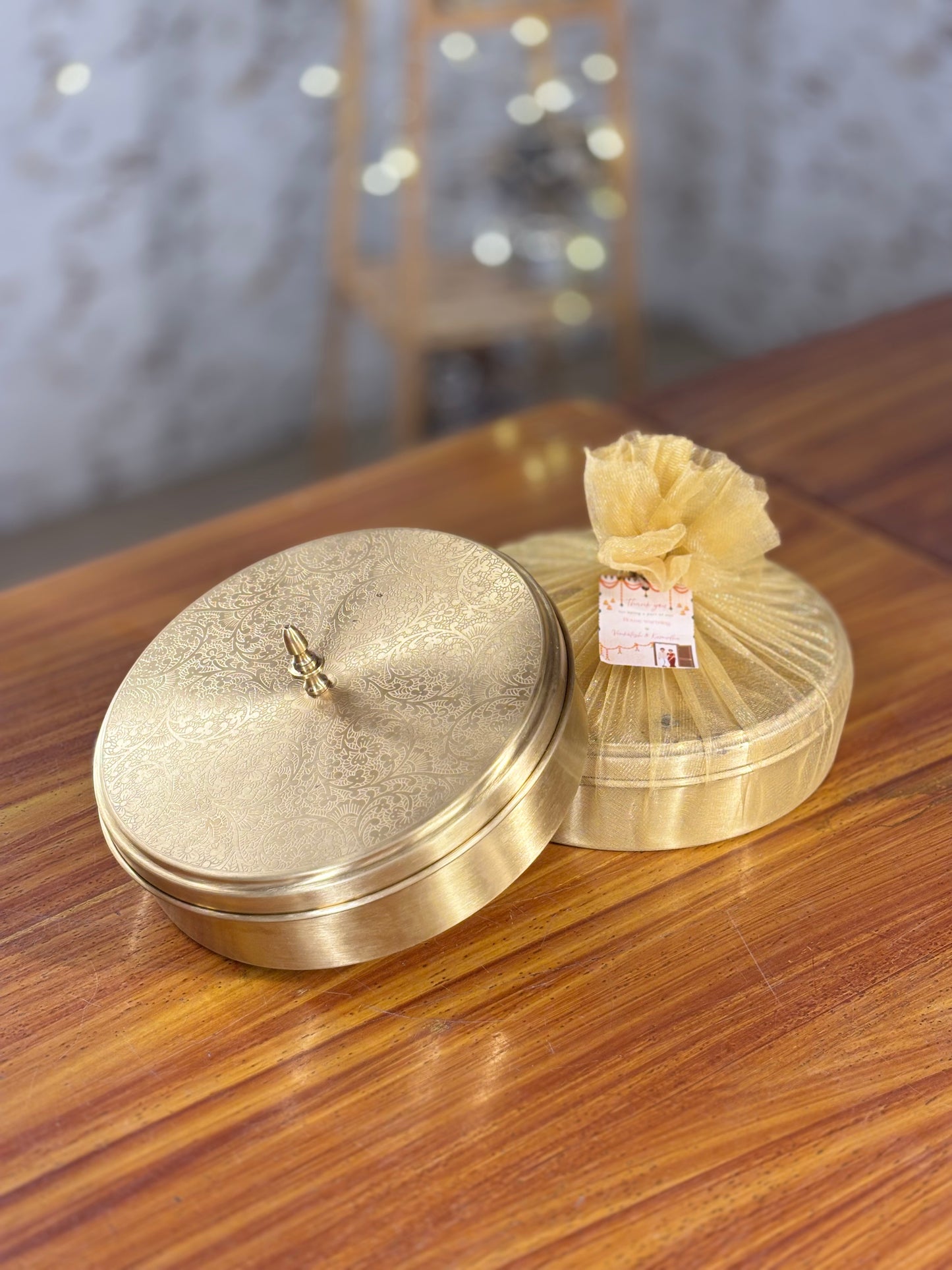 8 Inch Brass Spice Box Return Gift | Traditional Brass Masala Box | Wedding & Kitchen Favor Under ₹2500